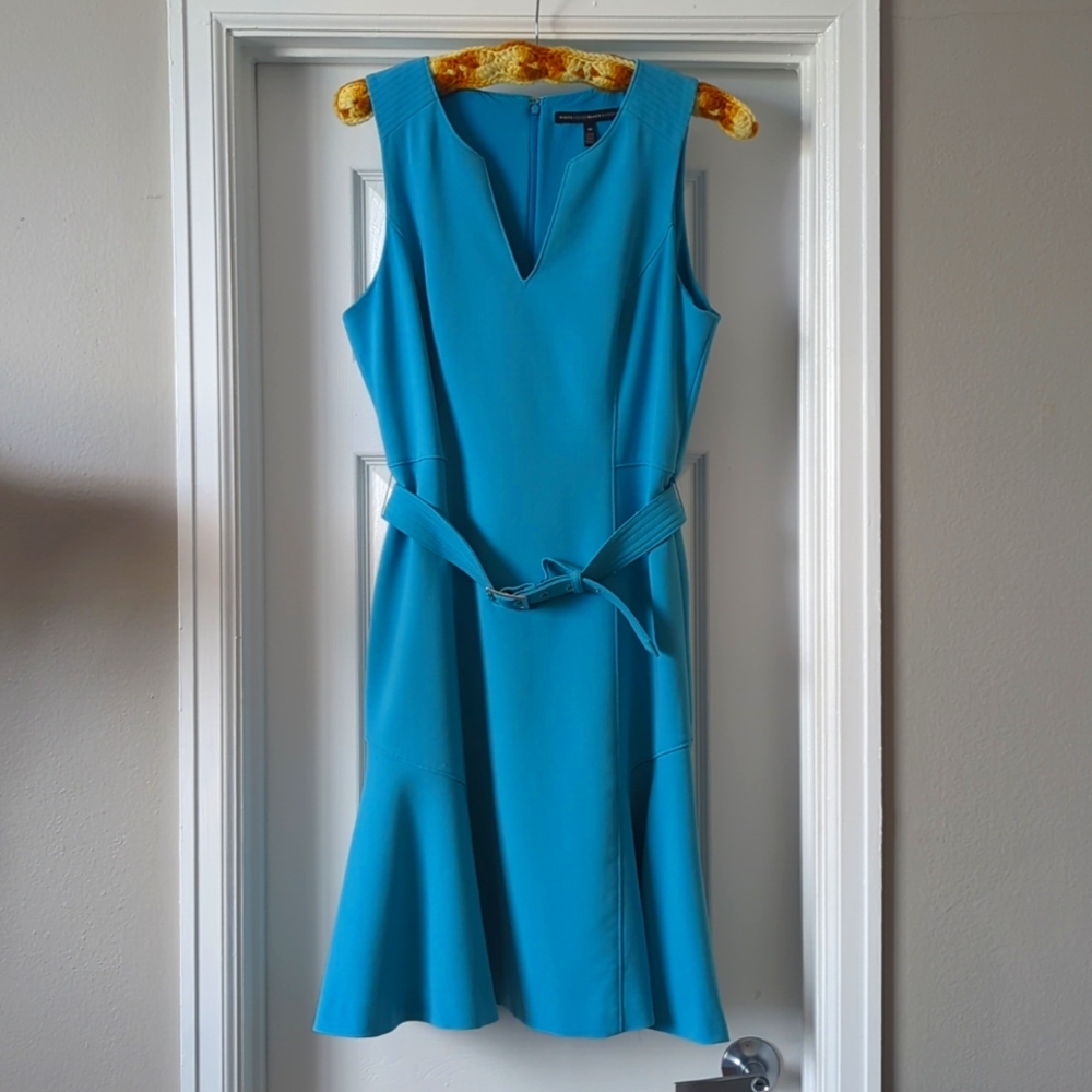 White House Black Market blue dress with belt